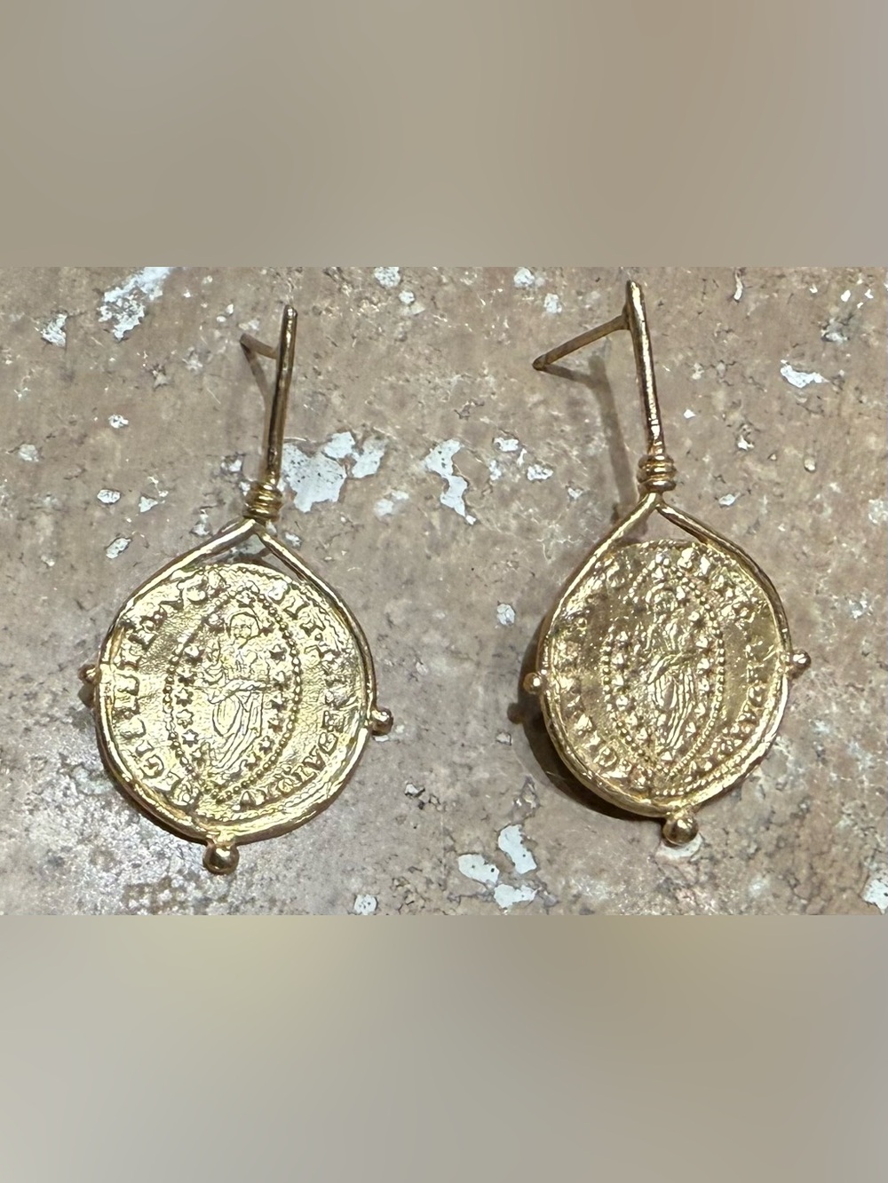 Cleopatra’s bling 18k gold plated coin earrings